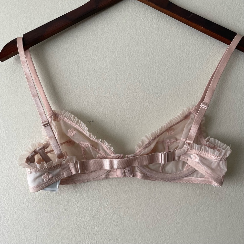 & Other Stories Pink Nude Bra Sheer Underwire 32B Front Closure - Picture 2 of 8